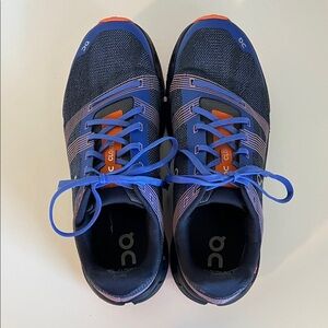 On Running Navy and Orange Athletic Shoes
